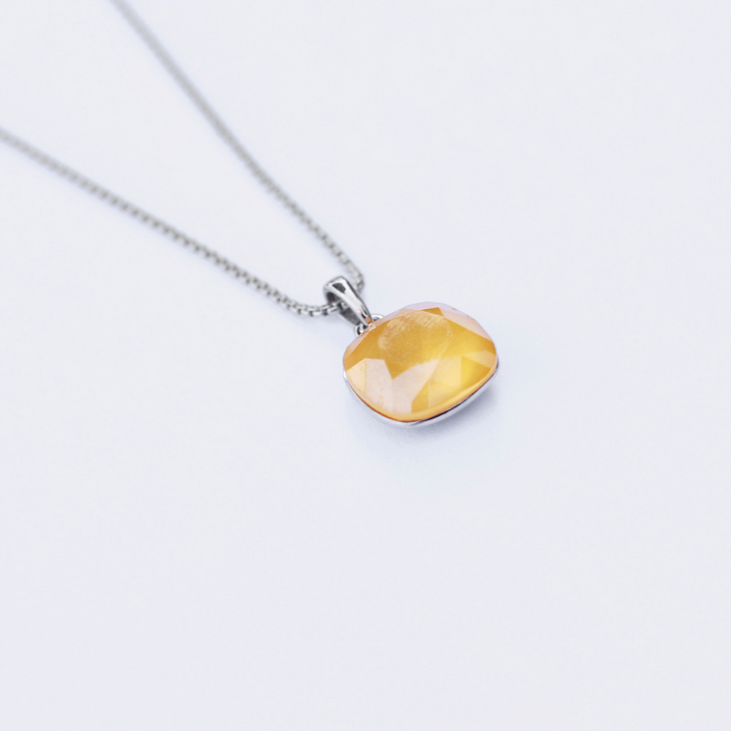 The Square Yellow / Purple Swarovski crystal necklace - NECKLACES