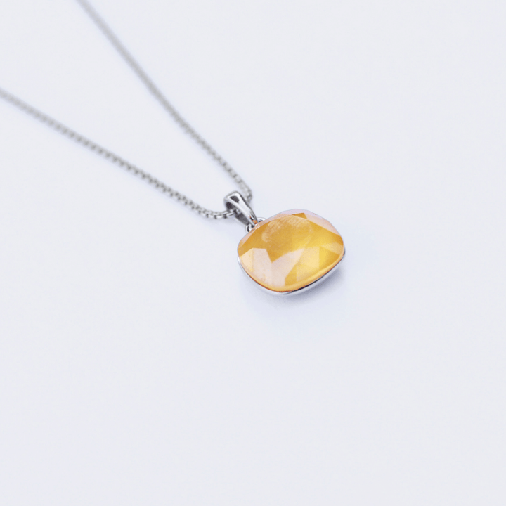 The Square Yellow / Purple Swarovski crystal necklace - NECKLACES
