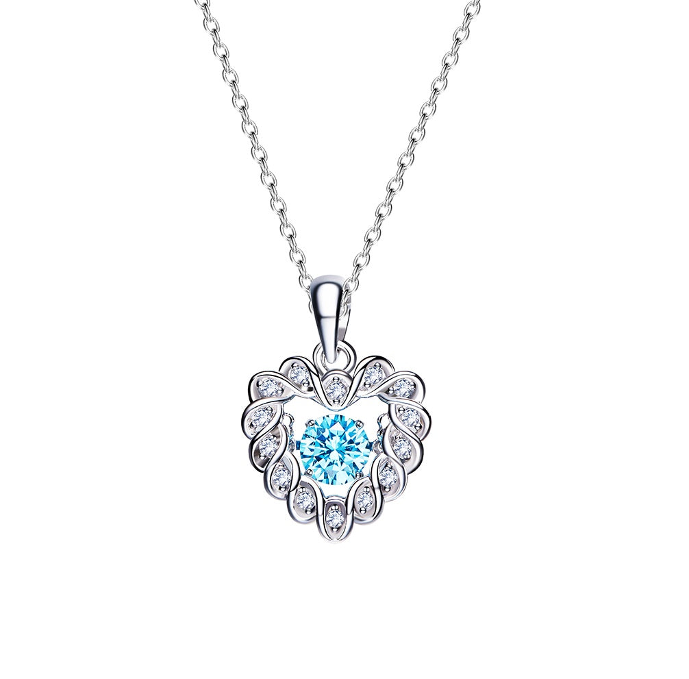 Sterling silver blue topaz dancing crystal necklace -Glintzia Jewelry