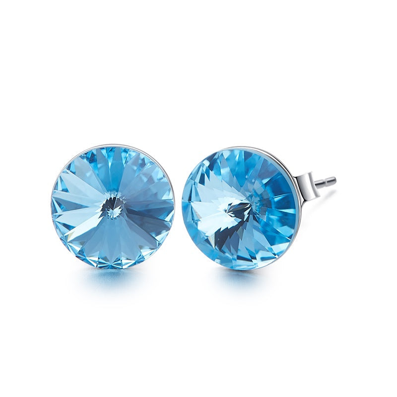 Sterling silver simple one crystal earring -Glintzia Jewelry