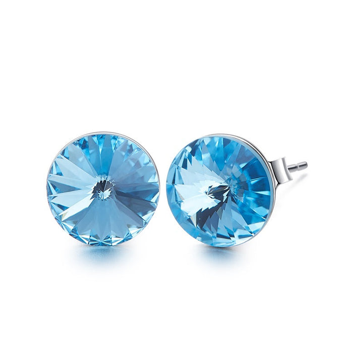 Sterling silver simple one crystal earring -Glintzia Jewelry