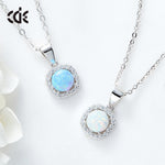 Sterling silver shiny blue / white opal necklace -Glintzia Jewelry