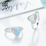 Sterling silver fancy blue / white opal ring -Glintzia Jewelry