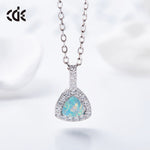 Sterling silver elegant shining crystal with an opal stone necklace -Glintzia Jewelry