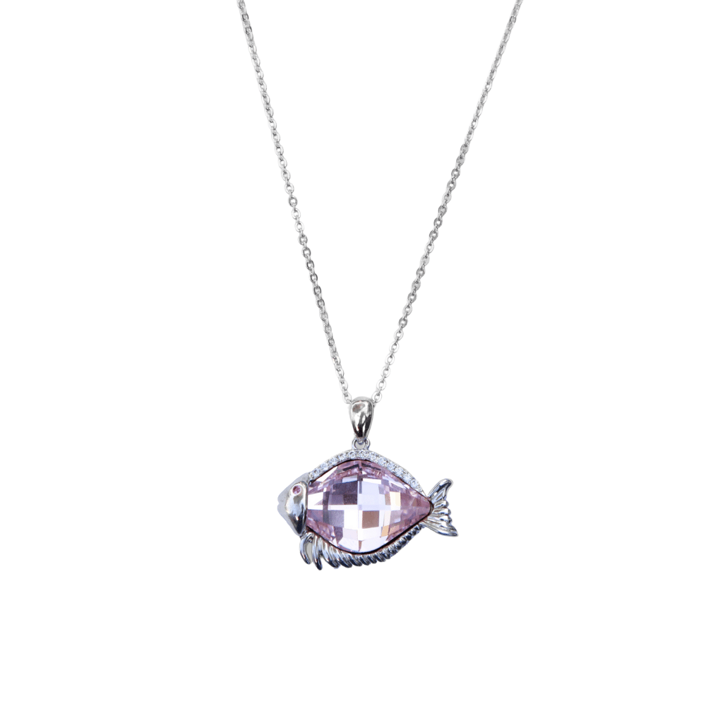 The Pinkish crystal fancy fish necklace - ROSE - NECKLACES