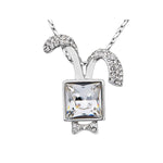 The cute white square rabbit necklace -Glintzia Jewelry