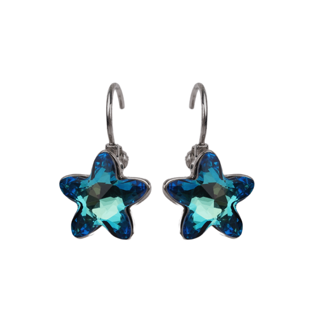 Fancy Swarovski Sapphire Star hocks earrings - EARRINGS