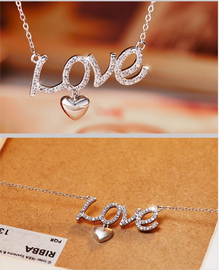 Sterling silver LOVE letters necklace -Glintzia Jewelry