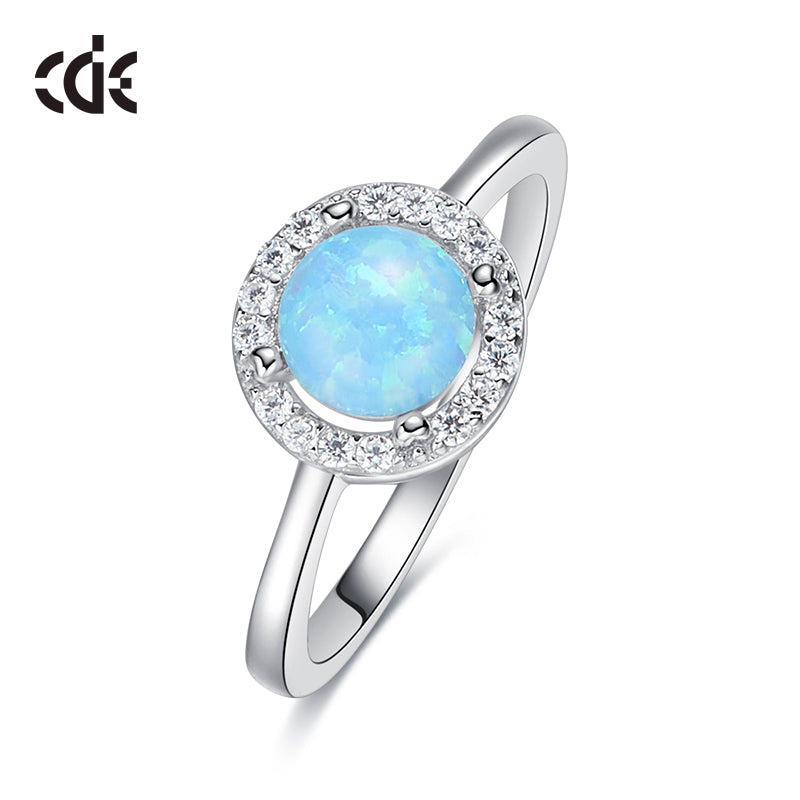 Sterling silver fancy blue opal ring -Glintzia Jewelry