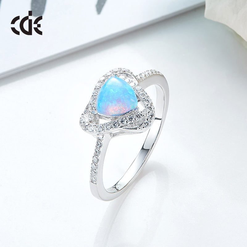 Sterling silver fancy blue / white opal ring -Glintzia Jewelry