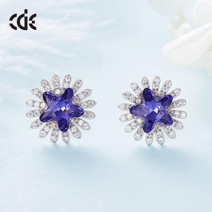 Sterling silver amethyst shining star earring -Glintzia Jewelry