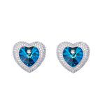 Sterling silver shininglittle blue topaz heart earring -Glintzia Jewelry