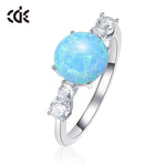 Sterling silver blue opal with small crystals ring -Glintzia Jewelry