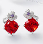 Flower Hyacinth Swarovski crystal platinum plated earrings - HYACINTH - EARRINGS