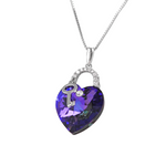 The heart with key Deep amethyst Swarovski crystal platinum plated necklace - DEEP AMETHYST - NECKLACES