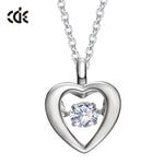 Sterling silver heart shaped dancing crystal necklace -Glintzia Jewelry