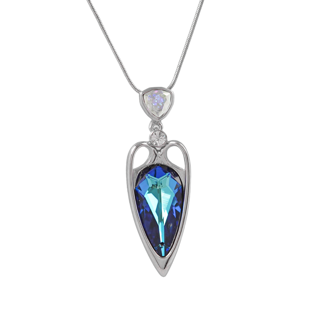 The Sharpen queen arrow Swarovski crystal platinum plated necklace - SAPPHIRE - NECKLACES