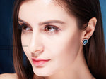 Sterling silver simple blue topaz crystal heart earring -Glintzia Jewelry