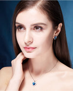 Sterling silver simple blue topaz crystal heart earring -Glintzia Jewelry