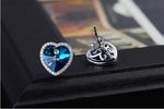 Sterling silver simple blue topaz crystal heart earring -Glintzia Jewelry