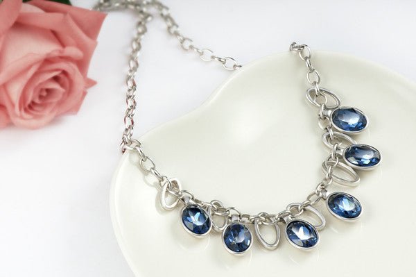 The hanging sapphire crystals collier -Glintzia Jewelry