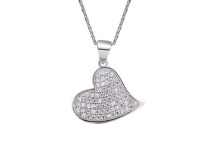 Sterling silver sleepy heart necklace -Glintzia Jewelry