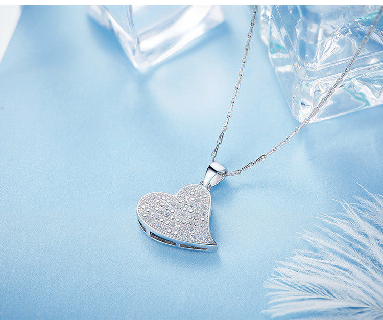 Sterling silver sleepy heart necklace -Glintzia Jewelry