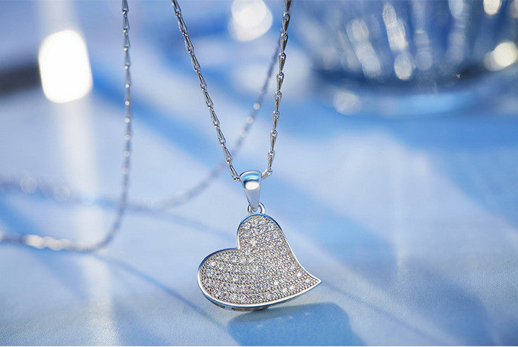 Sterling silver sleepy heart necklace -Glintzia Jewelry