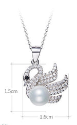 Sterling silver fancy swan with a pearl necklace -Glintzia Jewelry