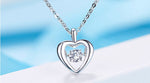 Sterling silver heart shaped dancing crystal necklace -Glintzia Jewelry