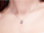 Sterling silver heart shaped dancing crystal necklace -Glintzia Jewelry