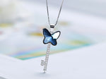 Sterling silver butterfly key necklace -Glintzia Jewelry