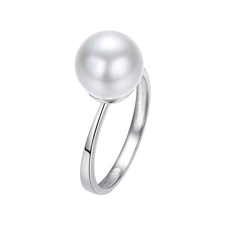 Sterling silver elegant white pearl ring -Glintzia Jewelry