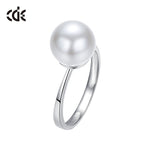 Sterling silver elegant white pearl ring -Glintzia Jewelry