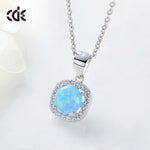 Sterling silver shiny blue / white opal necklace -Glintzia Jewelry