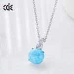 Sterling silver simple opal stone with a little crystal necklace -Glintzia Jewelry