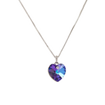 The Frameless Unique Swarovski Crystal platinum plated heart necklace - DEEP AMETHYST - NECKLACES