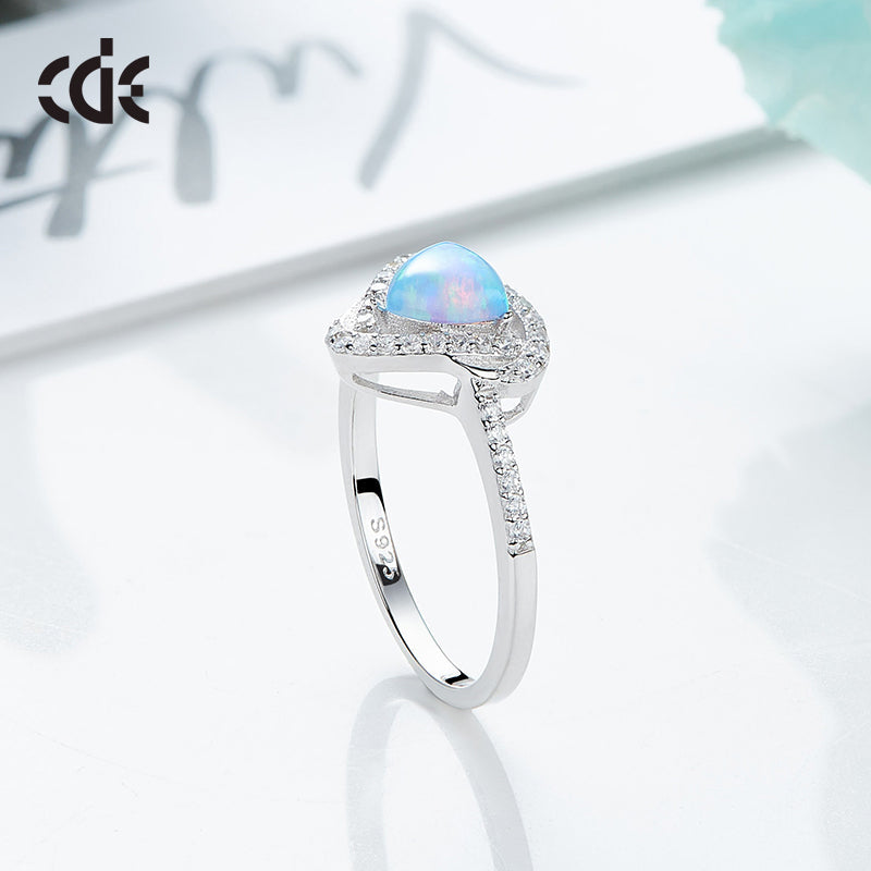 Sterling silver fancy blue / white opal ring -Glintzia Jewelry