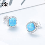 Sterling silver elegant blue / white opal with crystals earring -Glintzia Jewelry