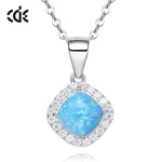 Sterling silver elegant rhombus shape opal necklace -Glintzia Jewelry