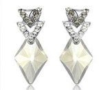 The elegant rhombus white crystal earring -Glintzia Jewelry