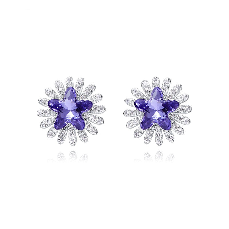 Sterling silver amethyst shining star earring - Glintzia Jewelrya