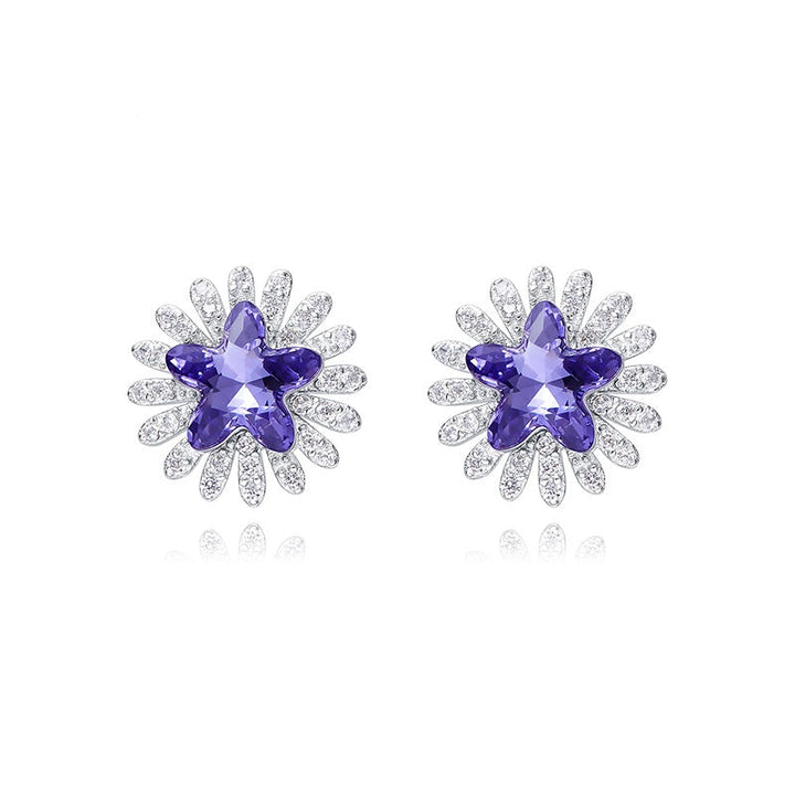 Sterling silver amethyst shining star earring - Glintzia Jewelrya