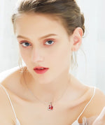 The hand shape ruby swarovski necklace -Glintzia Jewelry