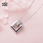 Sterling silver new crystal bronze crystal square necklace -Glintzia Jewelry