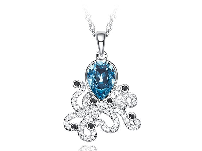 The blue topaz octopus necklace -Glintzia Jewelry