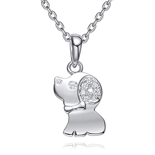 Cute Necklace,S925 Sterling Silver Lucky Little Dog Pendant Chain -Glintzia Jewelry