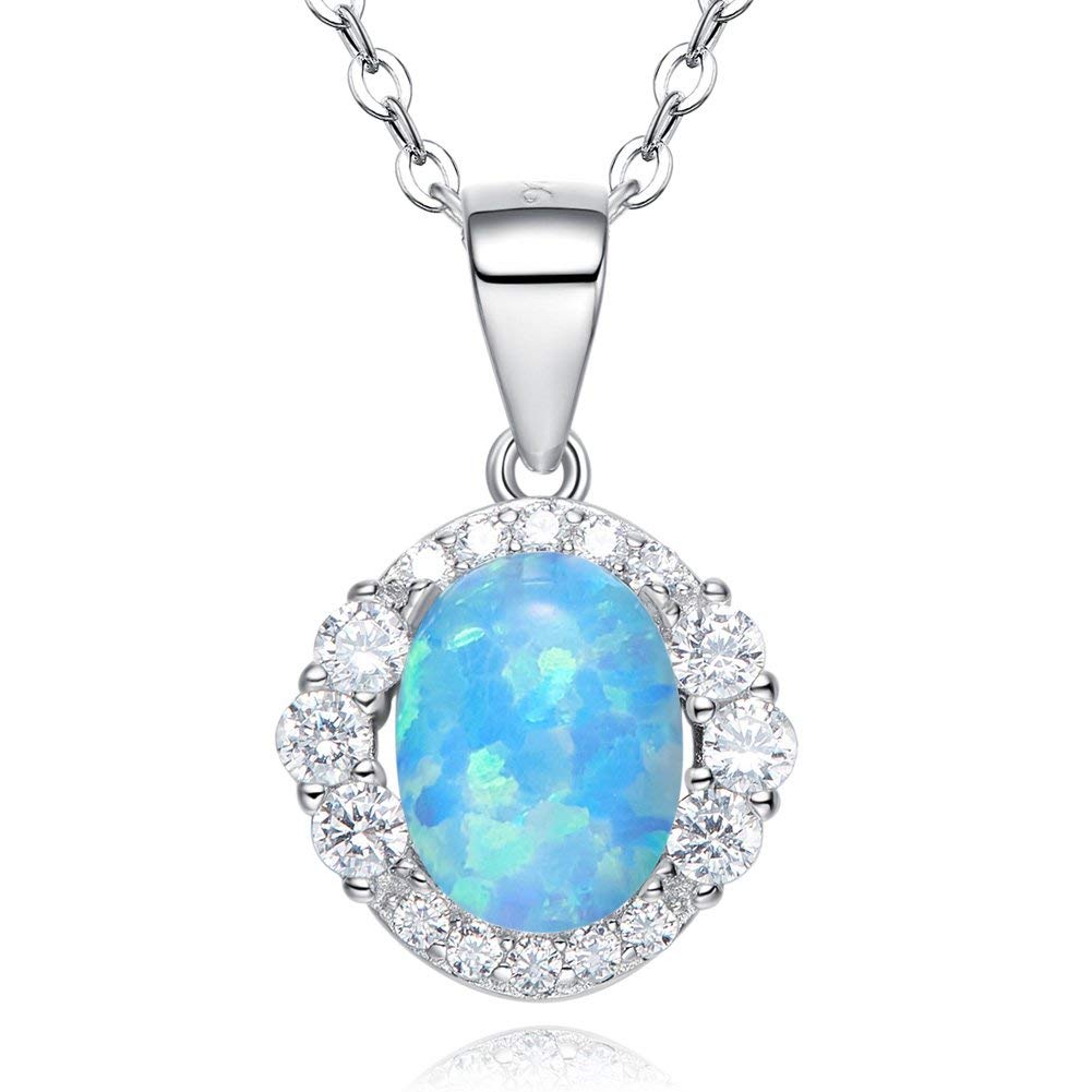 Ladies sterling silver S925 necklace opal crystal fashion Necklace -Glintzia Jewelry