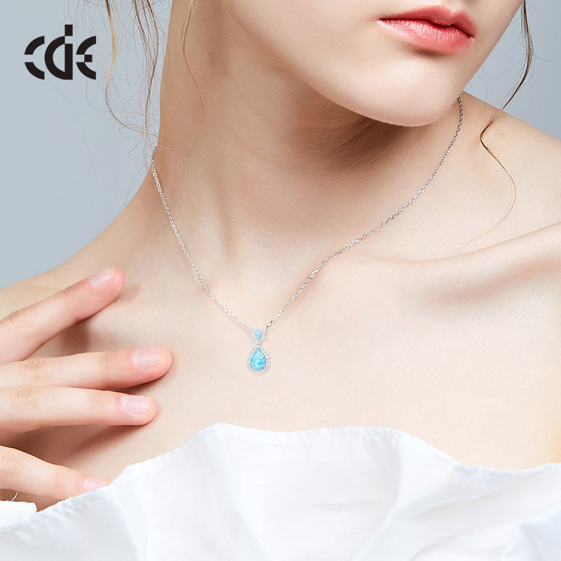 CDE S925 Sterling silver Opal women's necklace - CDE Jewelry Egypt