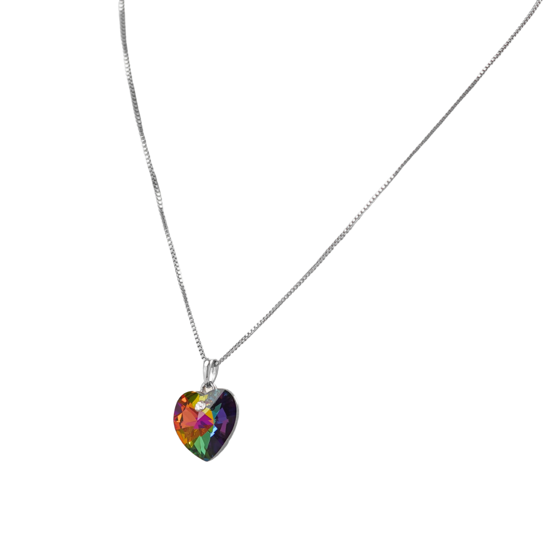 The Frameless Unique Swarovski Crystal platinum plated heart necklace - VITRAIL - NECKLACES